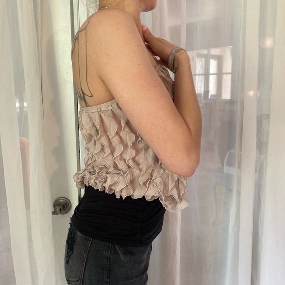 Tube top lacy frills with black bodice waist. Feminine lacy tube top - Picture 2 of 11